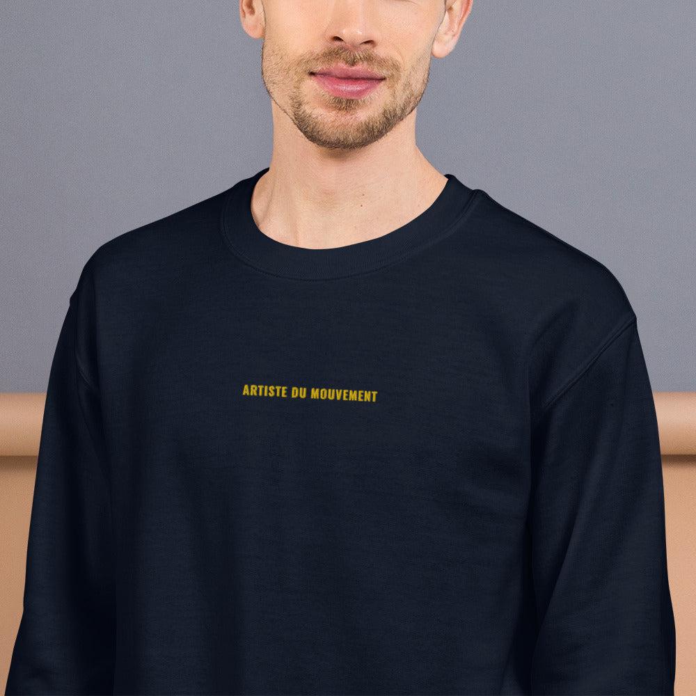 Sweatshirt "Artiste du Mouvement" Brodé en Doré (Unisexe) Noir S | MOUVERS Shop